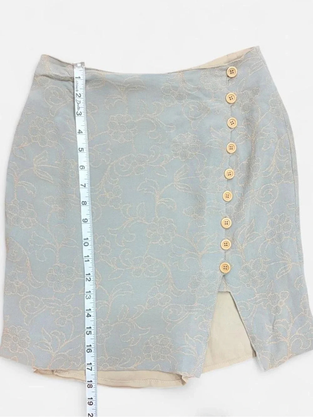 Vintage Dorothy Schoelen Platinum Silver Floral Jacquard Skirt Size 4